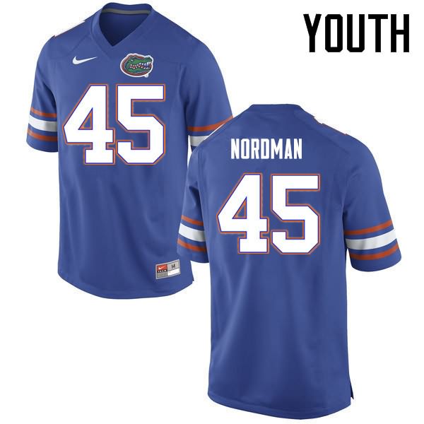 Youth NCAA Florida Gators Charles Nordman #45 Stitched Authentic Nike Blue College Football Jersey EMY1265WP